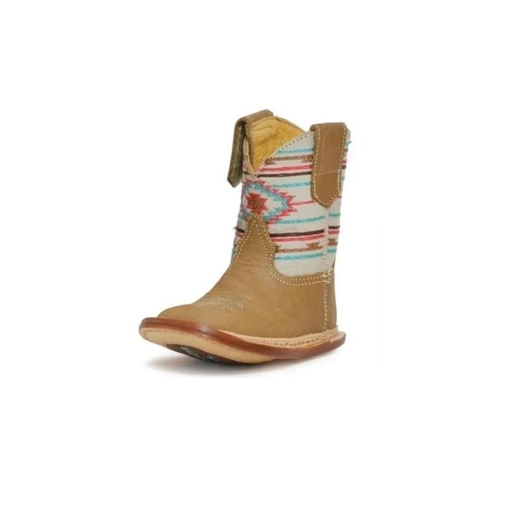 NWT Roper Cowbabies Brown and Red Western Leather Boots Striped Design ~SZ 1 - Picture 4 of 4